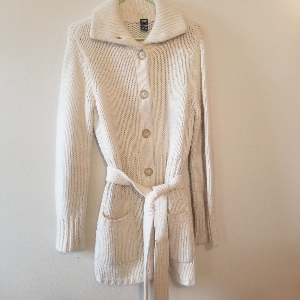 The gap, Chunky cream belted cardigan with buttons